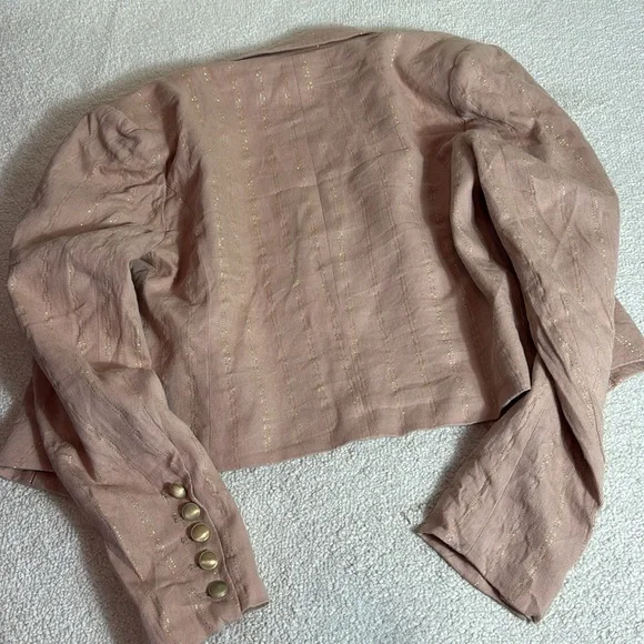L'agence Inez Linen Blend Crop Blazer-Pink-Size 6-Linen Blend - Picture 7 of 8